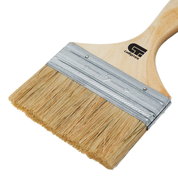 Кисть плоская 100 мм, натуральная щетина, деревянная ручка Сибртех