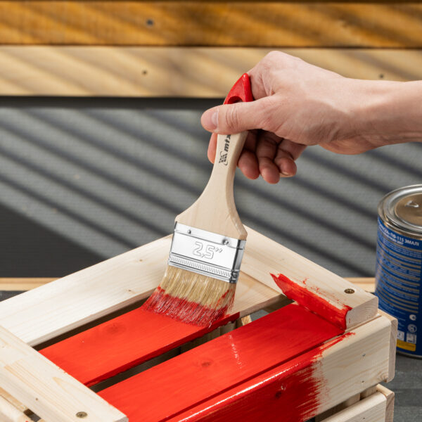 Кисть плоская "Стандарт" 2.5" (63 мм) натуральная щетина, деревянная ручка MTX