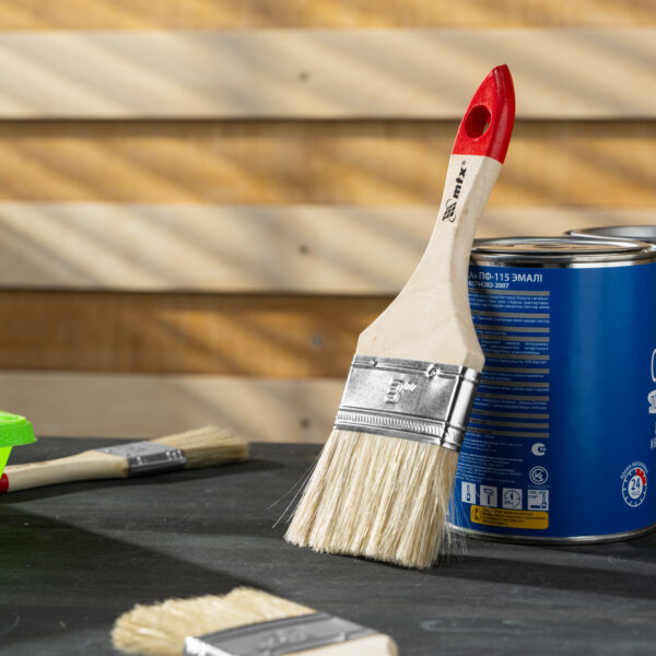 Кисть плоская "Стандарт" 3" (75 мм) натуральная щетина, деревянная ручка MTX — изображение 6