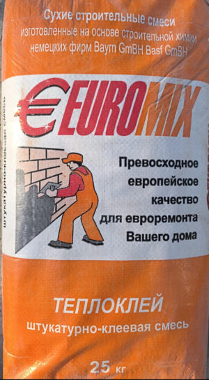 Euromix теплоклей штукатурка, 25 кг
