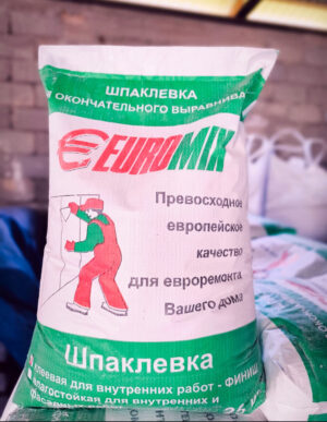 Euromix серая влагостойкая шпатлевка, 25 кг