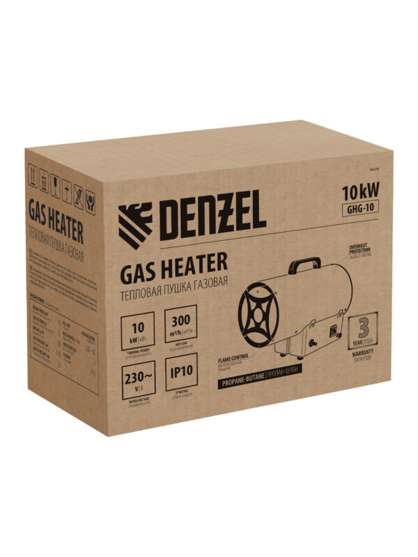 Газовая тепловая пушка GHG-10, 10 кВт, 300 м3/ч, пропан-бутан Denzel — изображение 5