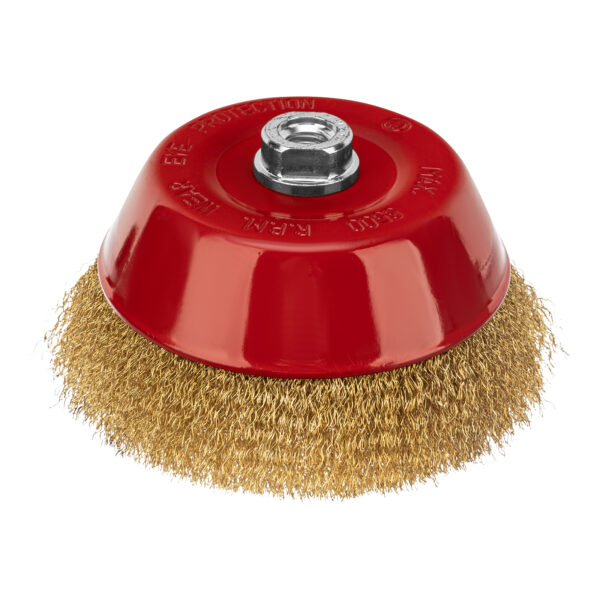 Щетка для УШМ, 150 мм, М14, "чашка", латунированная витая проволока Matrix — изображение 1