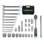 Набор инструментов, 1/2", пластиковый кейс, 32 предмета Сибртех — изображение 2