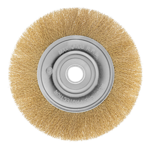 Щетка для УШМ, 200 мм, посадка 22.2 мм, плоская, латунированная витая проволока Matrix — изображение 1