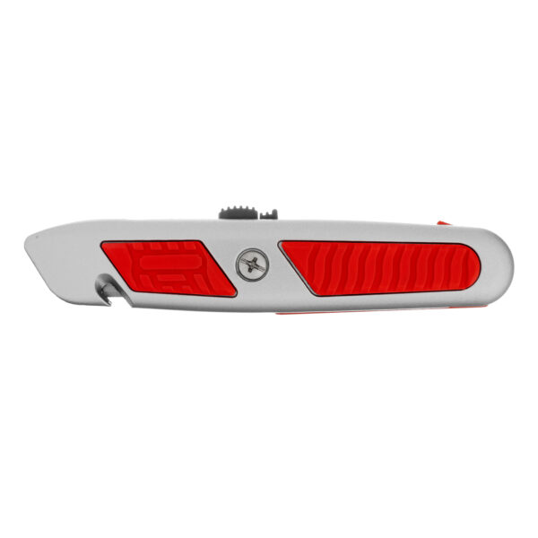 Нож, 19 мм, выдвижное трапециевидное лезвие, отделение для лезвий, метал. корпус Matrix — изображение 3