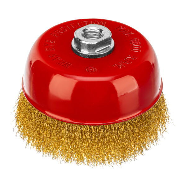 Щетка для УШМ, 125 мм, М14, "чашка", латунированная витая проволока Matrix — изображение 1