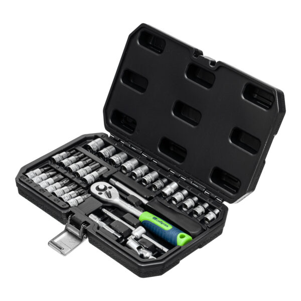 Набор инструментов, 1/4", пластиковый кейс, 29 предметов Сибртех — изображение 1