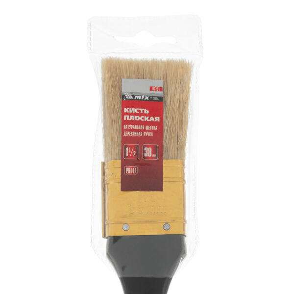 Кисть плоская "Профи" 1.5", натуральная щетина, деревянная ручка MTX — изображение 4
