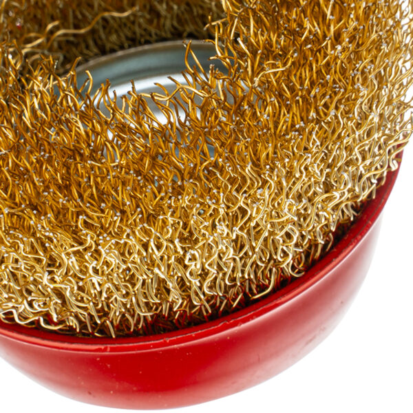 Щетка для УШМ, 65 мм, М14, "чашка", латунированная витая проволока Matrix — изображение 5