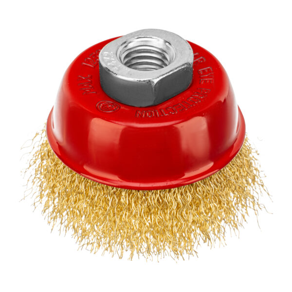 Щетка для УШМ, 65 мм, М14, "чашка", латунированная витая проволока Matrix — изображение 1