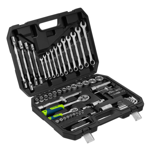 Набор инструментов, 1/2", 1/4", пластиковый кейс 89 предметов Сибртех — изображение 3