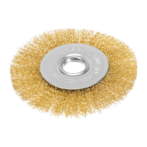 Щетка для УШМ, 125 мм, посадка 22.2 мм, плоская, латунированная витая проволока Matrix — изображение 1