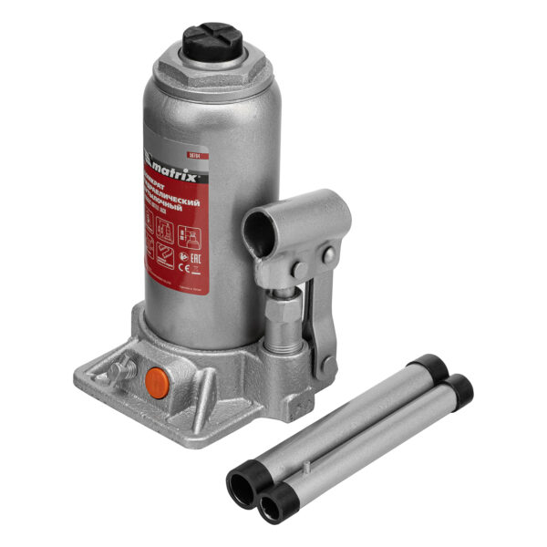 Домкрат гидравлический бутылочный, 5 т, h подъема 197-382 мм Matrix — изображение 1