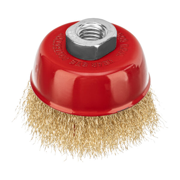 Щетка для УШМ, 75 мм, М14, "чашка", латунированная витая проволока Matrix — изображение 1