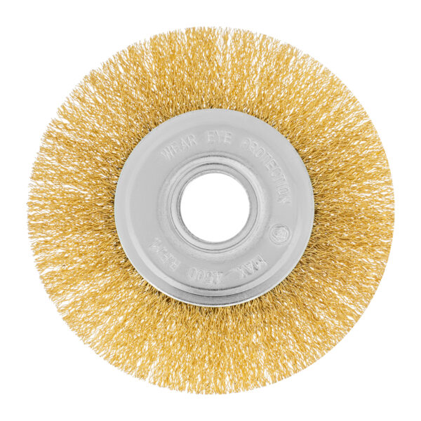 Щетка для УШМ, 125 мм, посадка 22.2 мм, плоская, латунированная витая проволока Matrix — изображение 3