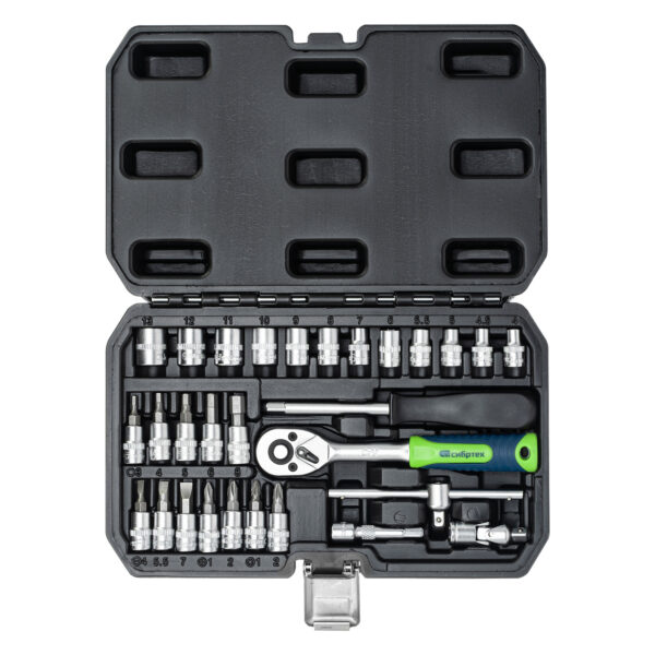 Набор инструментов, 1/4", пластиковый кейс, 29 предметов Сибртех — изображение 4