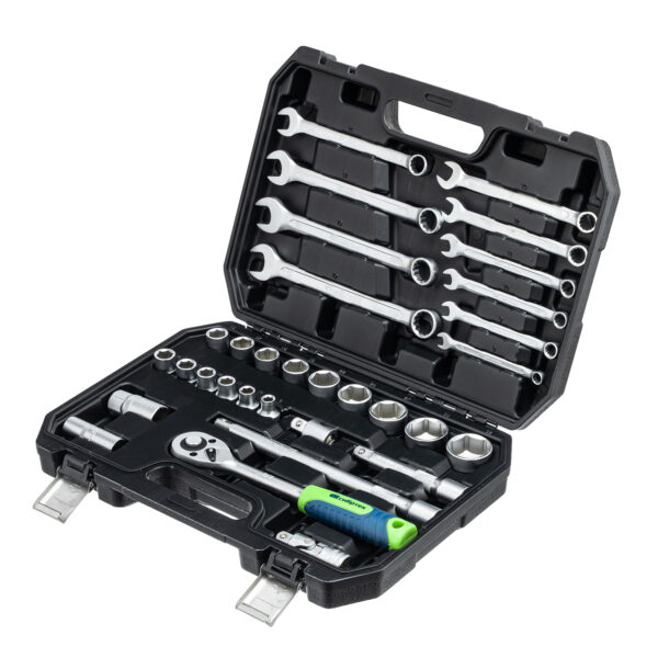 Набор инструментов, 1/2", пластиковый кейс, 32 предмета Сибртех — изображение 3