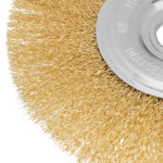 Щетка для УШМ, 175 мм, посадка 22.2 мм, плоская, латунированная витая проволока Matrix — изображение 4