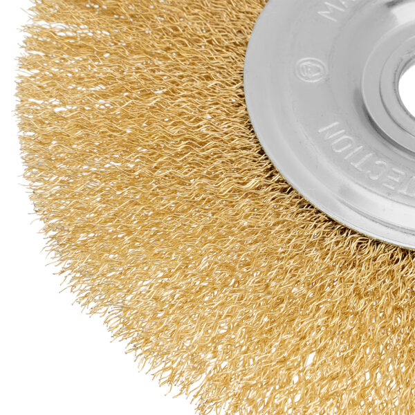 Щетка для УШМ, 175 мм, посадка 22.2 мм, плоская, латунированная витая проволока Matrix — изображение 4