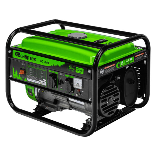 Генератор бензиновый БС-2800, 2.5 кВт, 230В, четырехтактный, 15 л, ручной стартер Сибртех — изображение 2