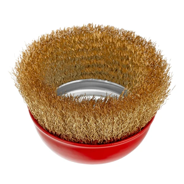 Щетка для УШМ, 100 мм, М14, "чашка", латунированная витая проволока Matrix — изображение 2