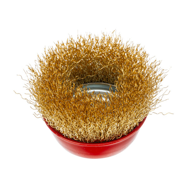 Щетка для УШМ, 65 мм, М14, "чашка", латунированная витая проволока Matrix — изображение 2