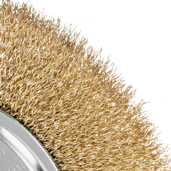 Щетка для УШМ, 200 мм, посадка 22.2 мм, плоская, латунированная витая проволока Matrix — изображение 3