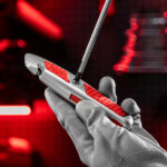 Нож, 19 мм, выдвижное трапециевидное лезвие, отделение для лезвий, метал. корпус Matrix — изображение 9