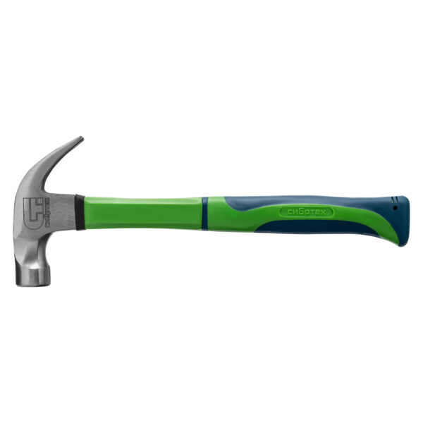 Молоток-гвоздодер, 450 г, с магнитом, фибергласовая обрезиненная рукоятка Сибртех — изображение 2