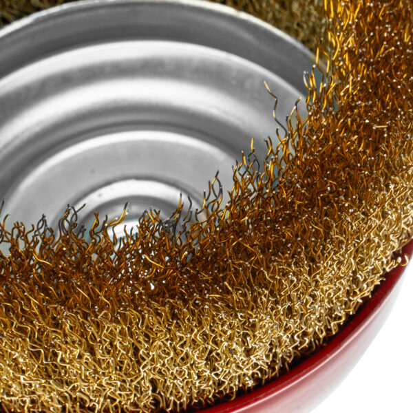 Щетка для УШМ, 125 мм, М14, "чашка", латунированная витая проволока Matrix — изображение 5