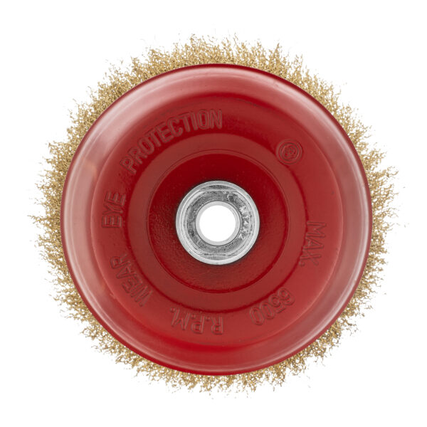 Щетка для УШМ, 150 мм, М14, "чашка", латунированная витая проволока Matrix — изображение 3