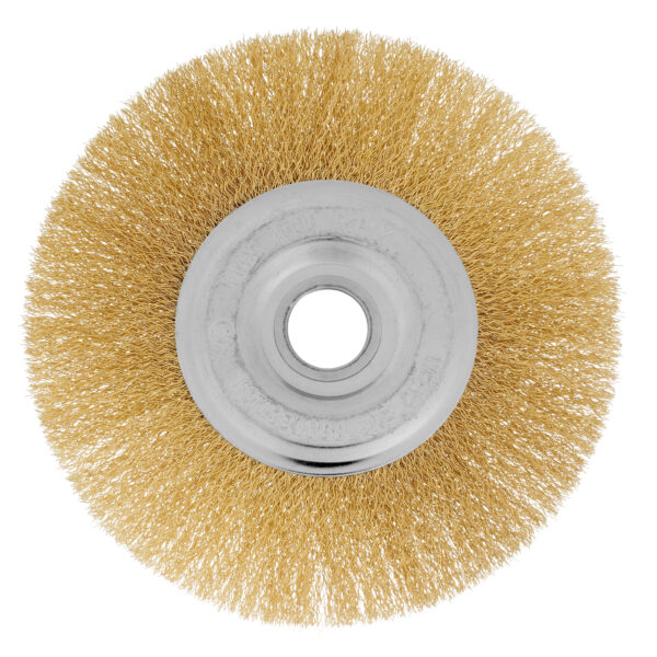 Щетка для УШМ, 175 мм, посадка 22.2 мм, плоская, латунированная витая проволока Matrix — изображение 3