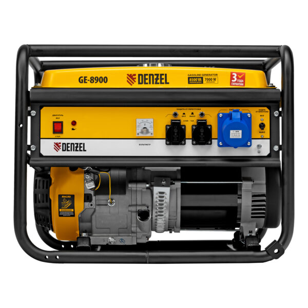 Генератор бензиновый GE 8900, 8.5 кВт, 220 В/50 Гц, 25 л, ручной старт Denzel — изображение 3