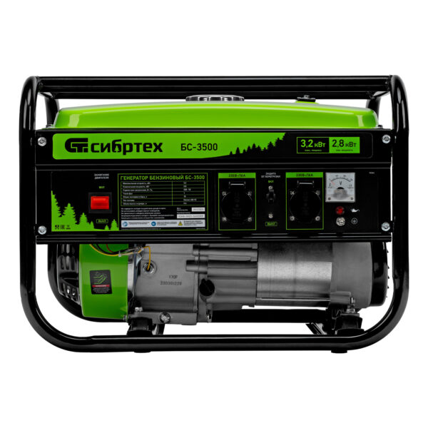 Генератор бензиновый БС-3500, 3.2 кВт, 230В, четырехтактный, 15 л, ручной стартер Сибртех — изображение 3