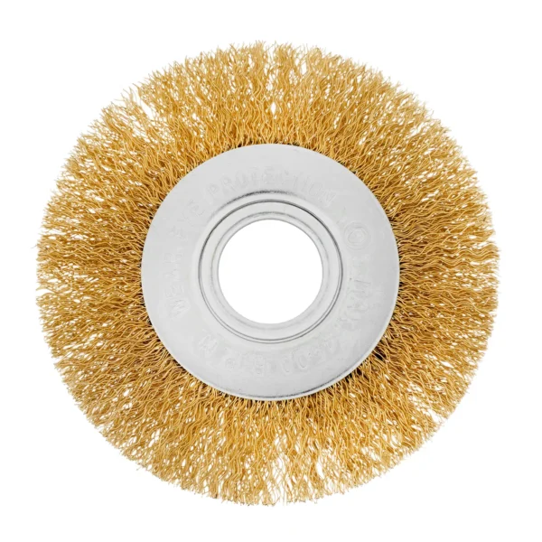 Щетка для УШМ, 100 мм, посадка 22.2 мм, плоская, латунированная витая проволока Matrix — изображение 1