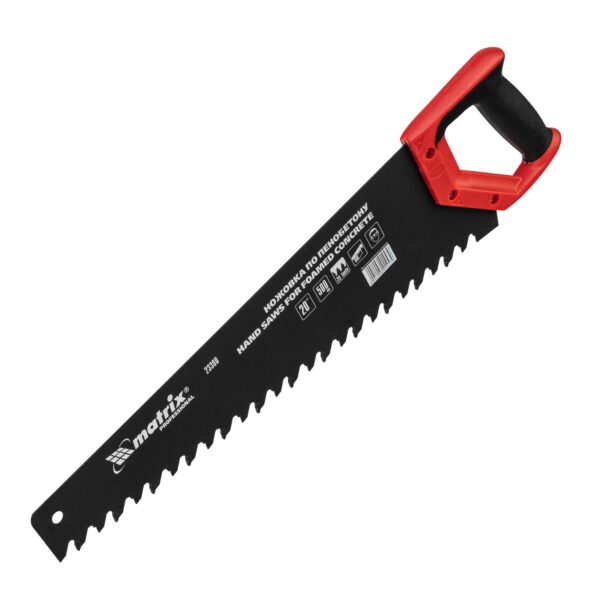 Ножовка по пенобетону, 500 мм, защитное покрытие, твердосплавные напайки на зубья, двухкомпонентная рукоятка Matrix — изображение 1