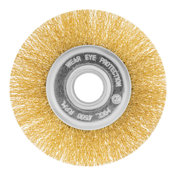 Щетка для УШМ, 125 мм, посадка 22.2 мм, плоская, латунированная витая проволока Matrix — изображение 2