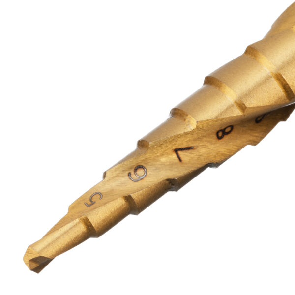 Сверло ступенчатое 4-5-6-7-8-9-10-11-12 мм, HSS, спиральный профиль, шестигранный хвостовик Matrix — изображение 3