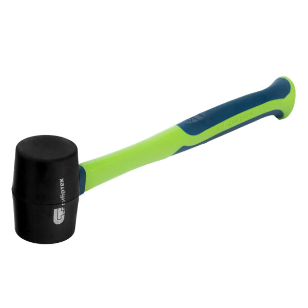 Киянка резиновая, 450 г, черная резина, фибергласовая рукоятка Сибртех — изображение 1