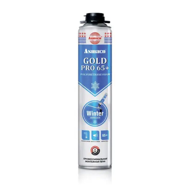 Asmaco GOLD PRO 65+ Polyurethane Foam winter монтажная пена, 900 гр (под пистолет) — изображение 1