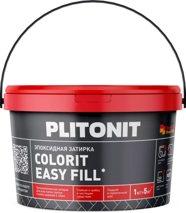 Plitonit Colorit Easy Fill эпоксидная затирка серый, 1 кг — изображение 1