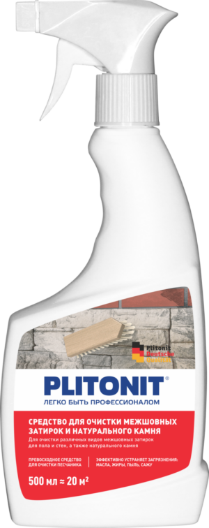 Plitonit средство для очистки межшовных затирок и натурального камня, 0,5 л